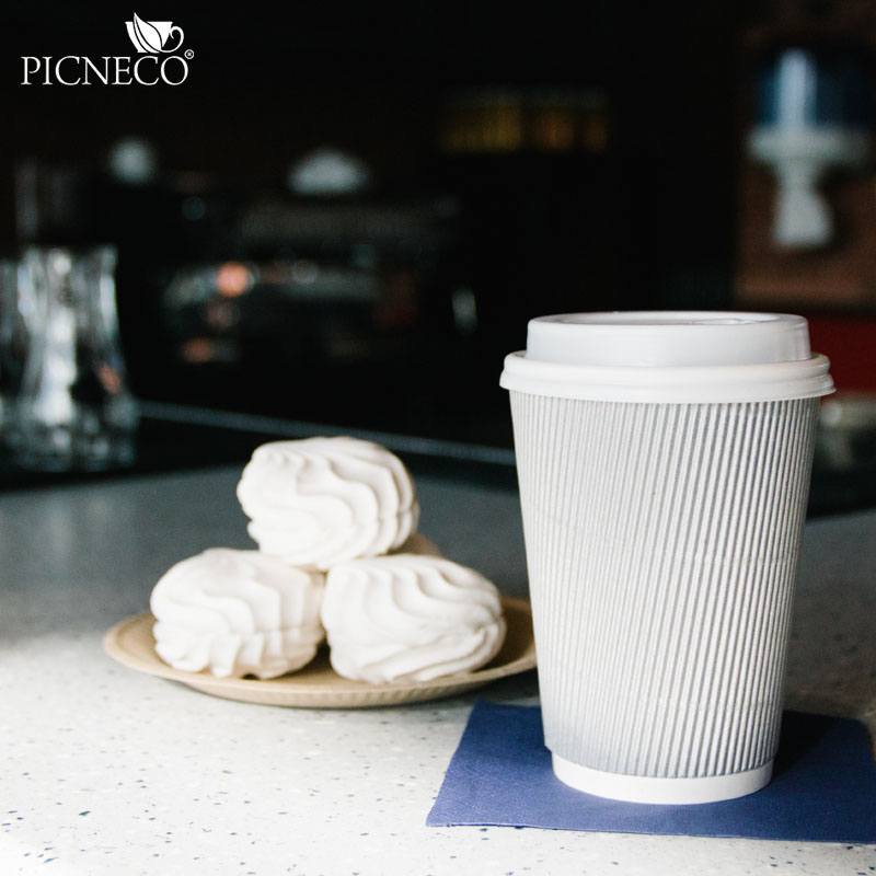 товар Бумажный гофрированный стакан, серебро, 400 мл (макс. 450 мл) STG145Sr