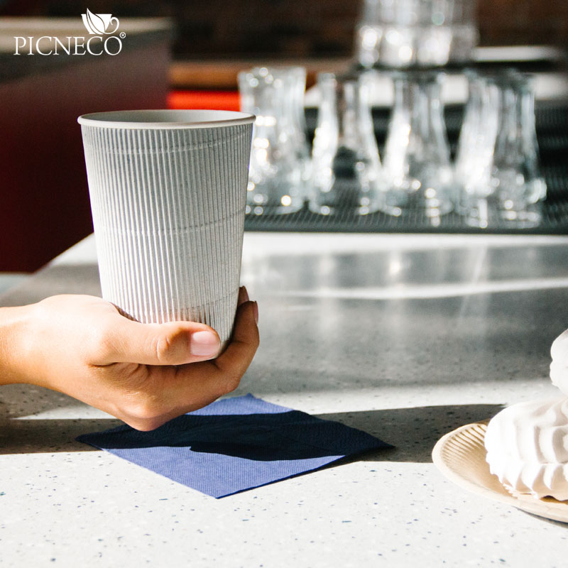 товар Бумажный гофрированный стакан, серебро, 400 мл (макс. 450 мл) STG145Sr