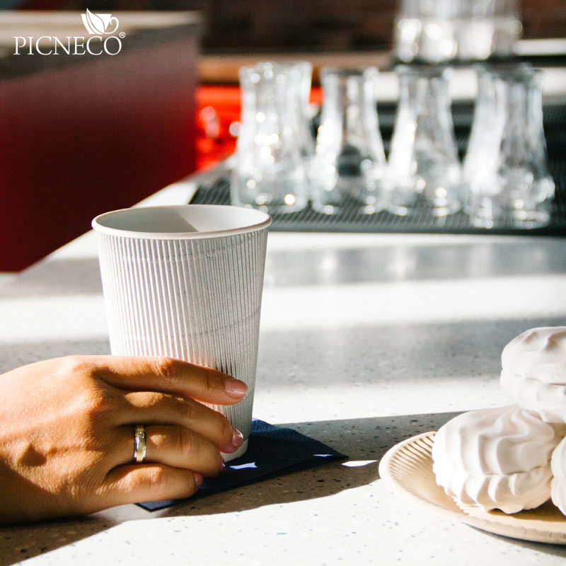 товар Бумажный гофрированный стакан, серебро, 400 мл (макс. 450 мл) STG145Sr