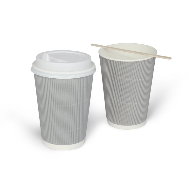 товар Бумажный гофрированный стакан, серебро, 400 мл (макс. 450 мл) STG145Sr