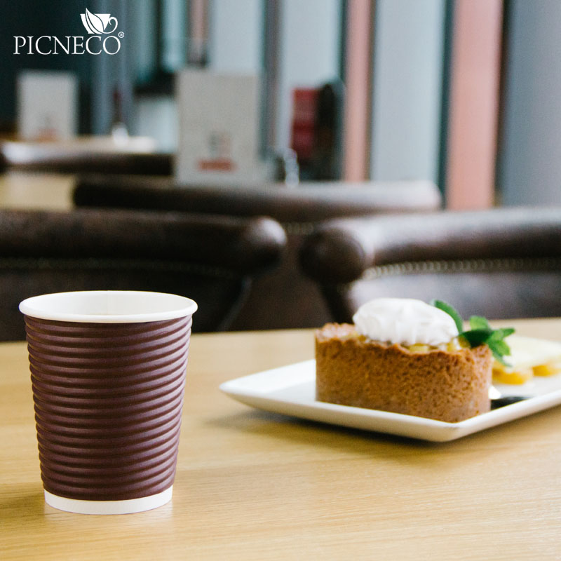 товар Бумажный гофрированный стакан, шоколадный, 250 мл (макс. 280 мл) STG025Bor