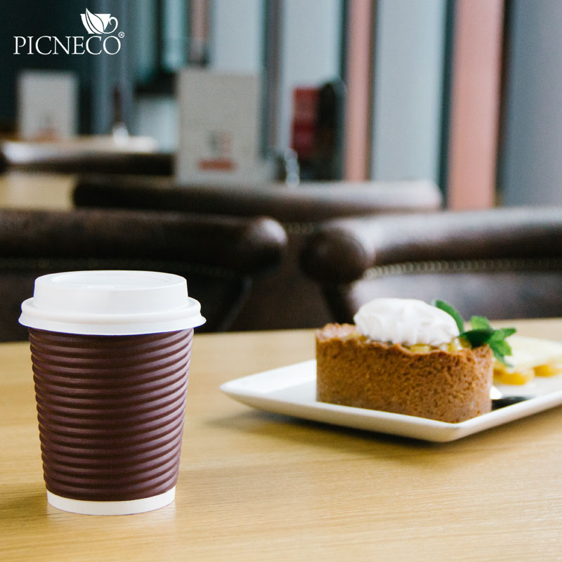 товар Бумажный гофрированный стакан, шоколадный, 250 мл (макс. 280 мл) STG025Bor