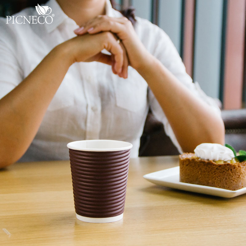 товар Бумажный гофрированный стакан, шоколадный, 250 мл (макс. 280 мл) STG025Bor