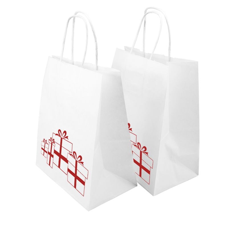 товар Пакет белый крафт с кручеными ручками подарочный с дизайном, 220*120*250 BPK022-POD