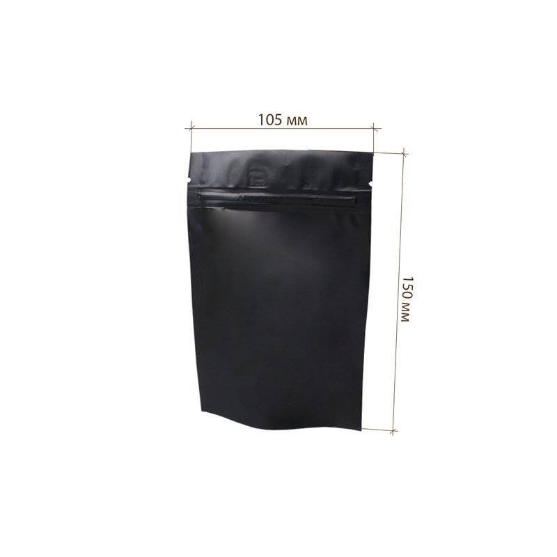 товар Пакет дой-пак металлизированный черный матовый, 105*30*150 мм, с зип лок замком ZL105Cm