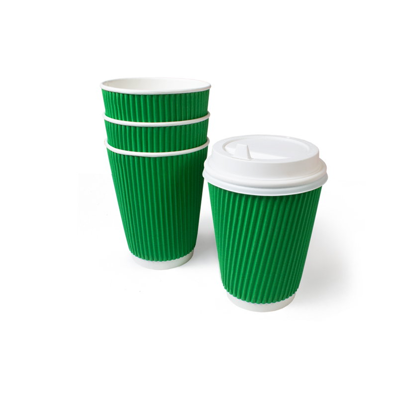 товар Бумажный гофрированный стакан, зеленый, 360 мл (макс. 420 мл) ST036Z