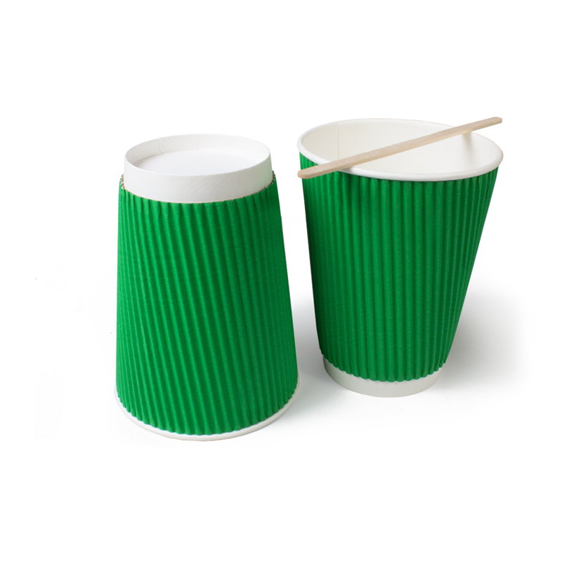товар Бумажный гофрированный стакан, зеленый, 360 мл (макс. 420 мл) ST036Z