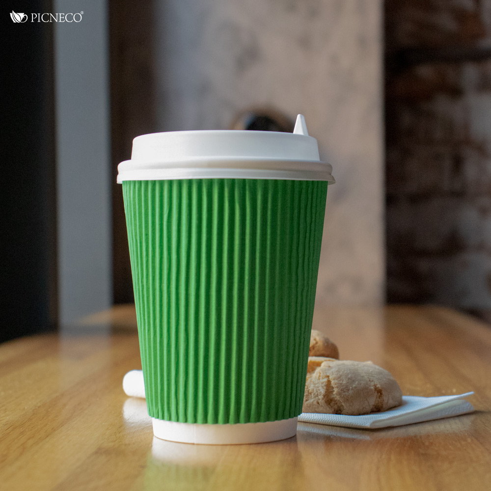 товар Бумажный гофрированный стакан, зеленый, 360 мл (макс. 420 мл) ST036Z