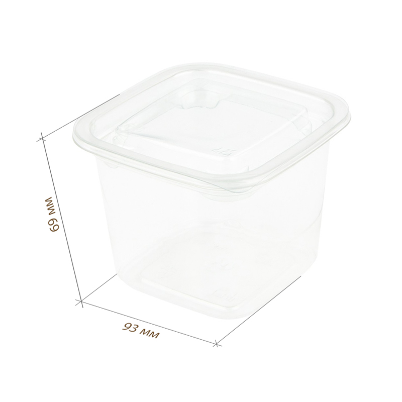 товар Контейнер квадратный ПЭТ, прозрачный, 93*93*69 мм, 300 мл, серия СпК-0909 V4-0037