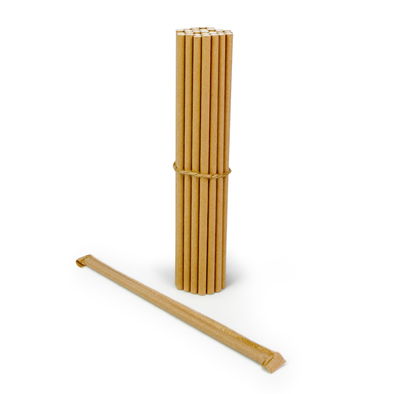 товар Трубочки для коктейлей в бумажной индивидуальной крафтовой упаковке "Крафт", 195*6 мм TB048KWR