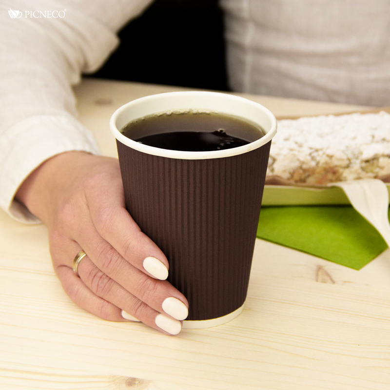 товар Бумажный гофрированный стакан, коричневый, 350 мл (макс. 400 мл) STG035Ko