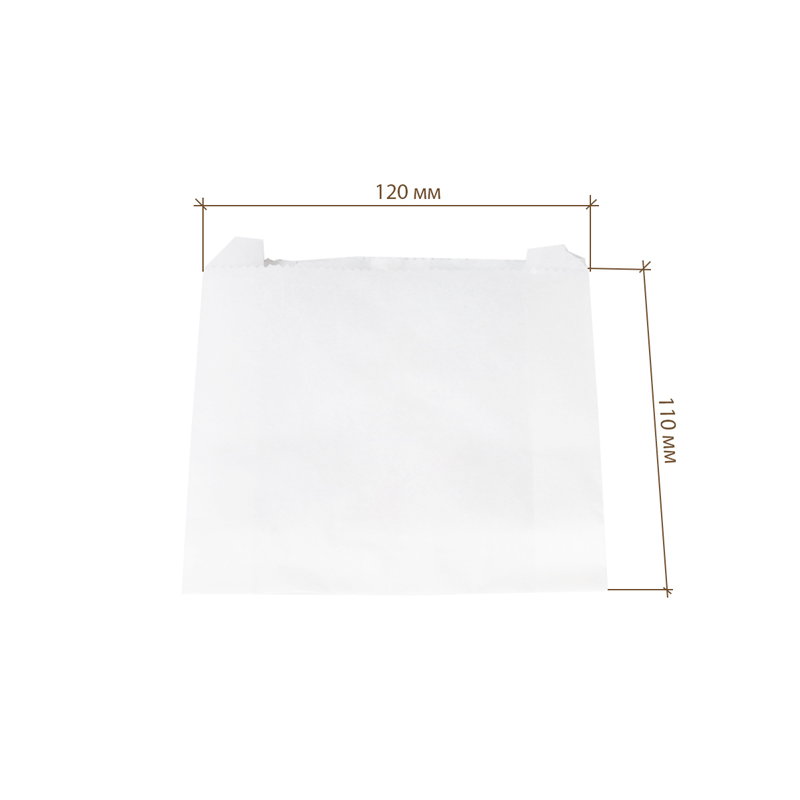 товар Бумажный крафт пакет с плоским дном, жиростойкий, белый, 110*35*120мм KLD111