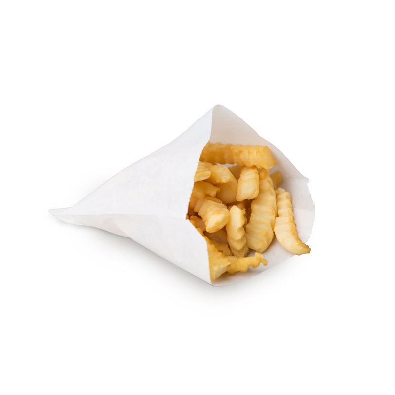 товар Бумажный крафт пакет с плоским дном, жиростойкий, белый, 110*35*120мм KLD111