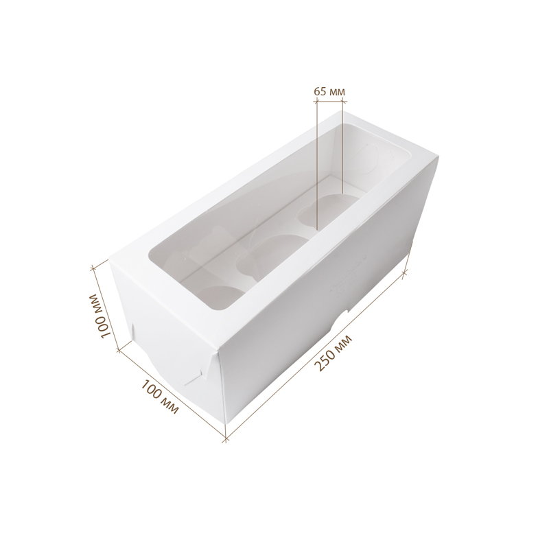 товар Коробка для капкейков (для 3 штук), 250*100*100 мм BK079