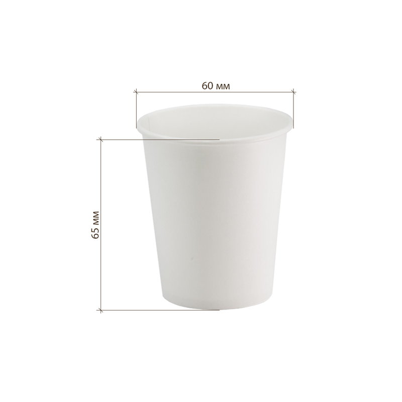 товар Бумажный стакан 100 мл (макс. 120 мл), однослойный, d=62 мм, белый STB010