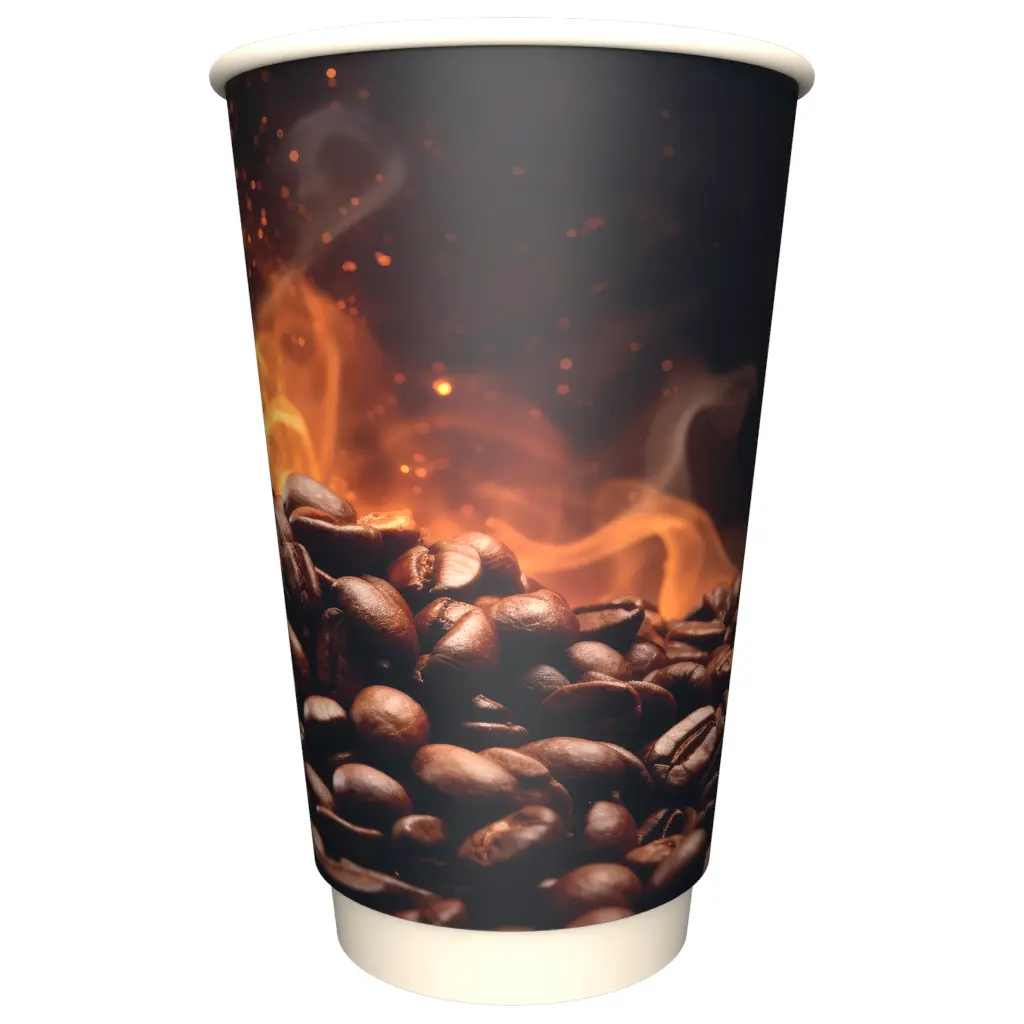 товар Бумажный стакан с рисунком "Кофе" 450 мл, двухслойный STD425Cb