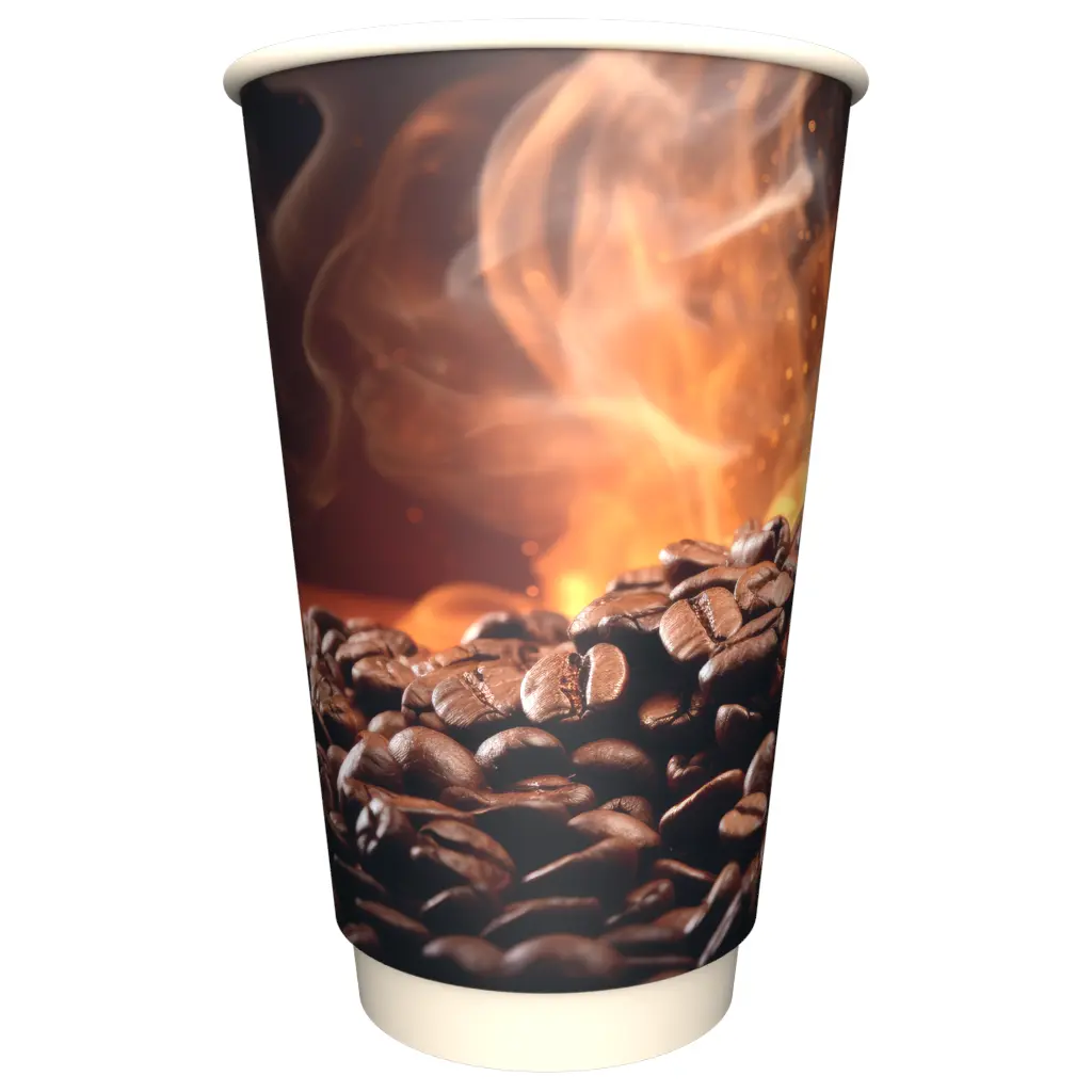 товар Бумажный стакан с рисунком "Кофе" 450 мл, двухслойный STD425Cb