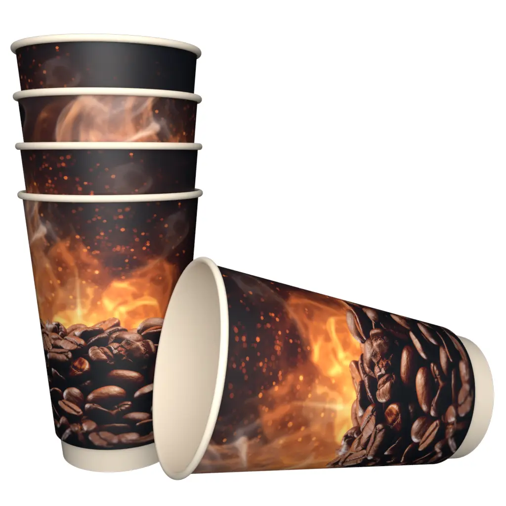 товар Бумажный стакан с рисунком "Кофе" 450 мл, двухслойный STD425Cb