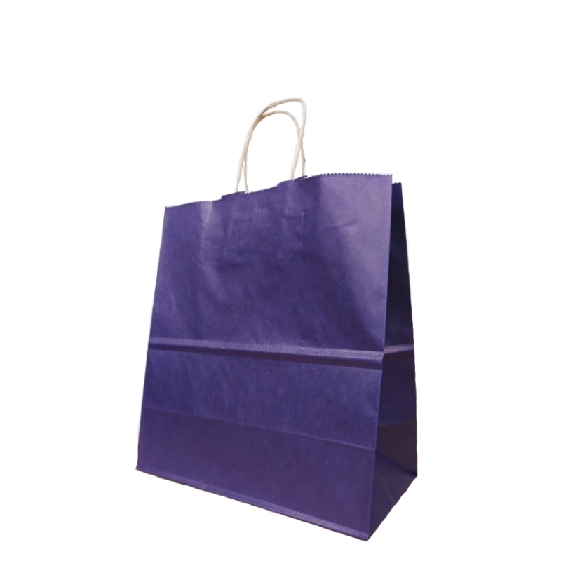 Бумажный крафт пакет с кручеными ручками, фиолетовый, 220*120*250 мм, 80 г/м2