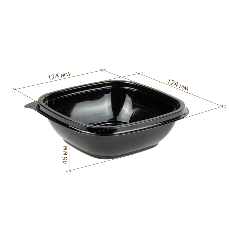 товар Контейнер квадратный ПЭТ, черный, 126х126х39 мм, 250 мл, Сп-1212, [крышка отдельно] PK12122C