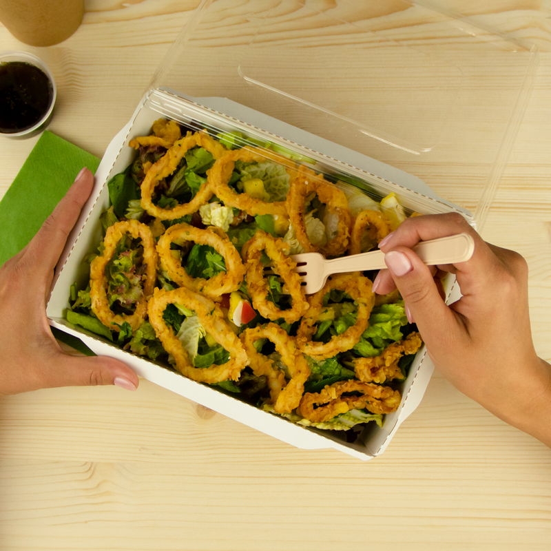 товар Контейнер бумажный с крышкой, 1000мл, 220*160*55 мм, крафт BK043