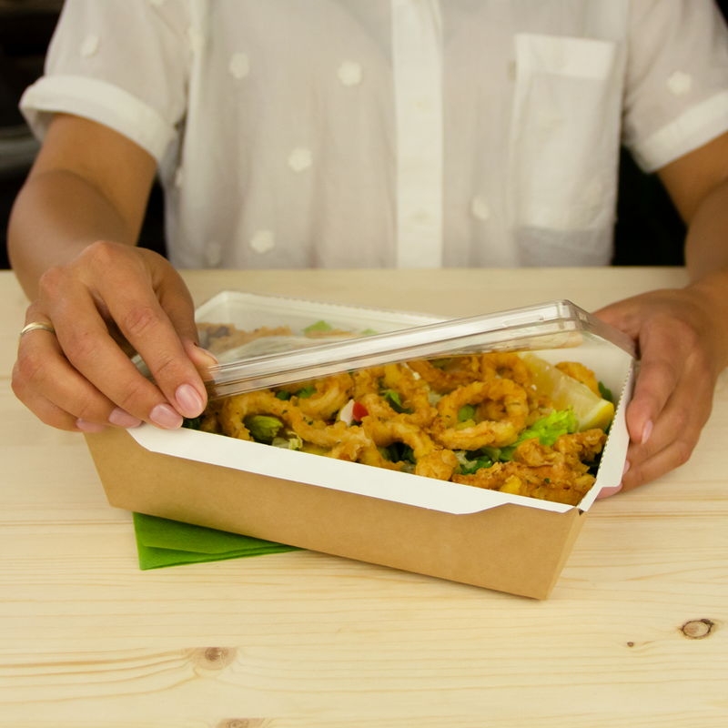 товар Контейнер бумажный с крышкой, 1000мл, 220*160*55 мм, крафт BK043