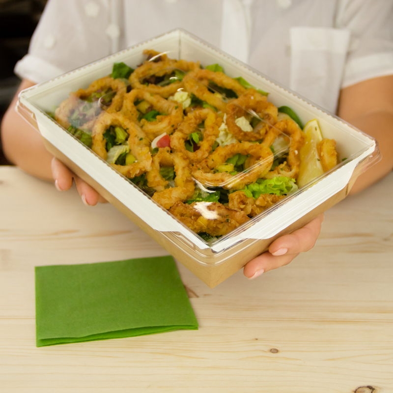 товар Контейнер бумажный с крышкой, 1000мл, 220*160*55 мм, крафт BK043