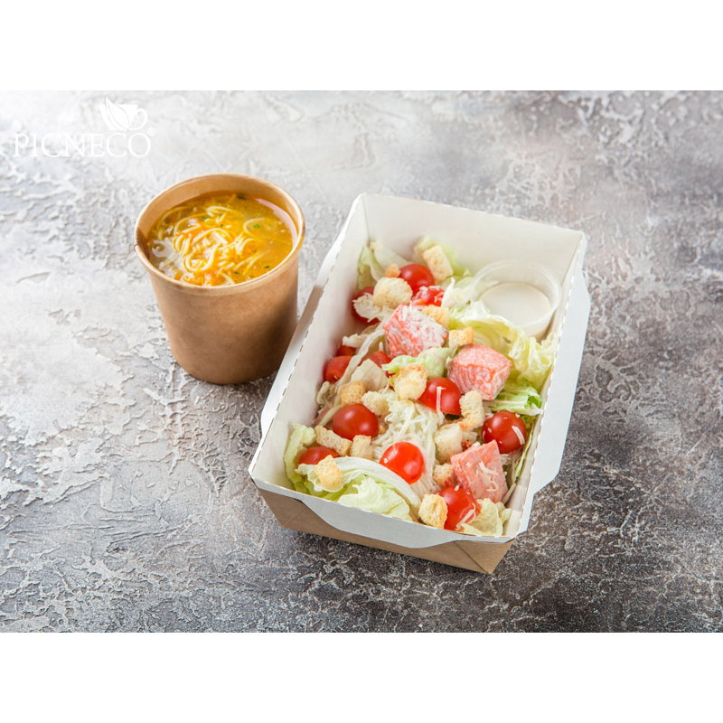 товар Контейнер бумажный с крышкой, 800мл, 186*106*55 мм, крафт BK042