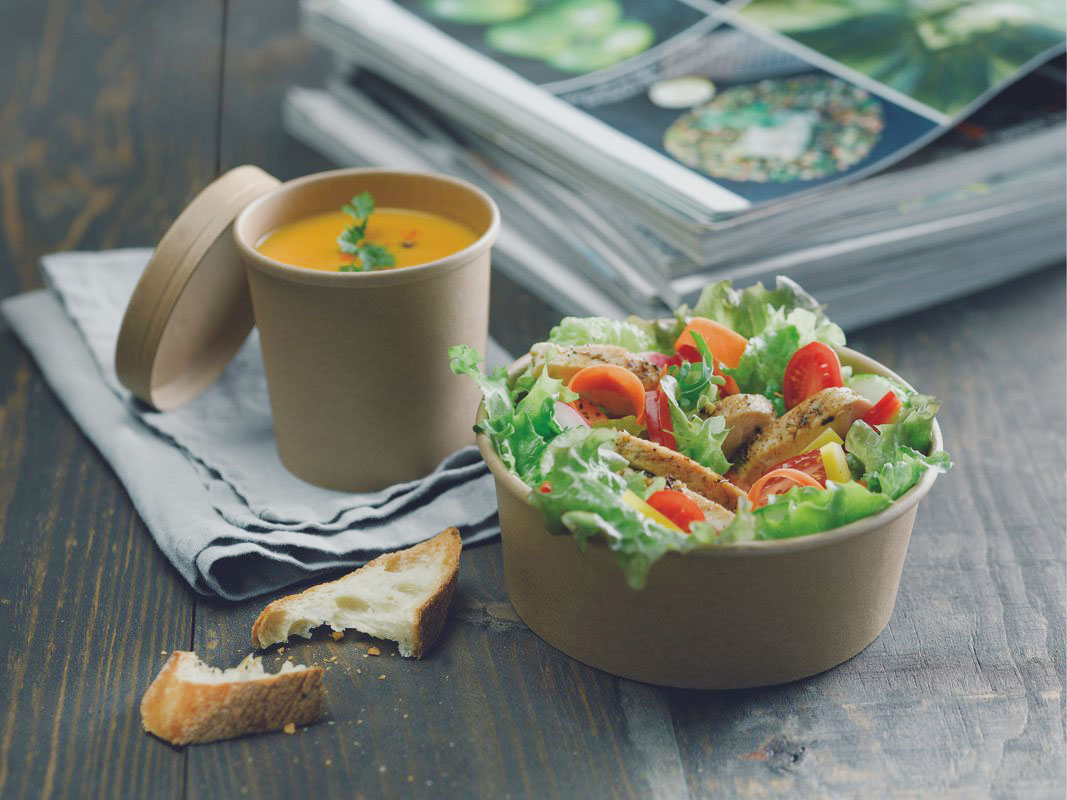 товар Одноразовая супница крафт с бумажной крышкой, 320 мл (макс. 360 мл) BK045