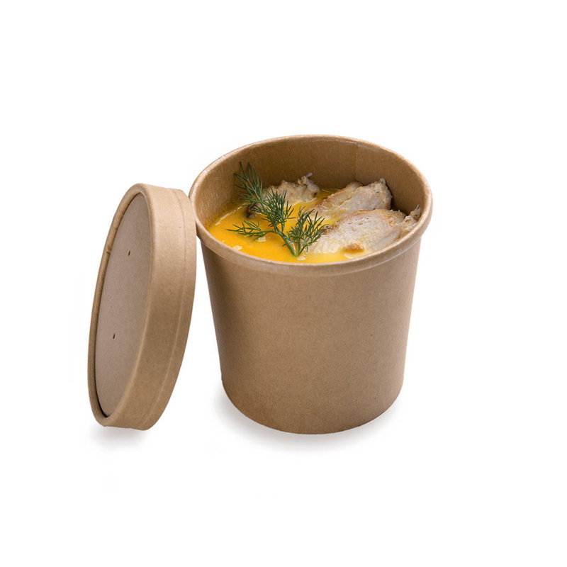 товар Одноразовая супница крафт с бумажной крышкой, 320 мл (макс. 360 мл) BK045