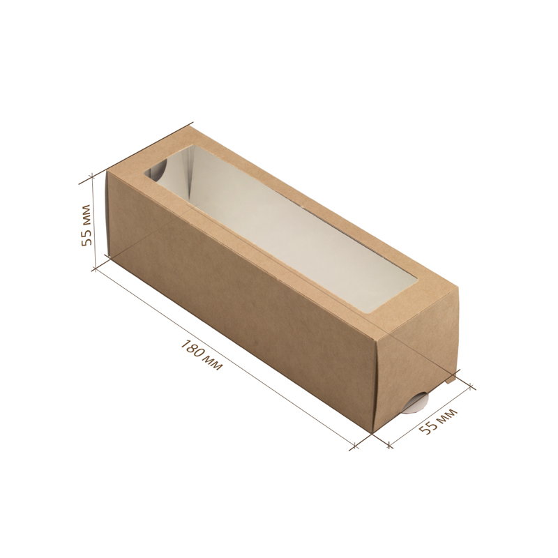 Коробка для макаронс, крафт (для 6-ти штук), 180*55*55 мм