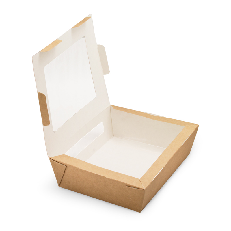 товар Контейнер бумажный, совмещенная крышка с окном, 1000мл, 190*150*50 мм, крафт BK010