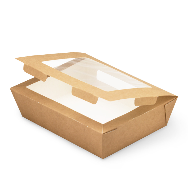 товар Контейнер бумажный, совмещенная крышка с окном, 1000мл, 190*150*50 мм, крафт BK010
