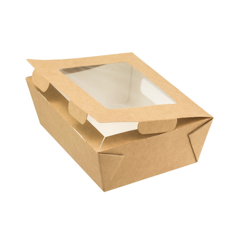 товар Контейнер бумажный, совмещенная крышка с окном, 600мл, 150*115*50 мм, крафт BK006