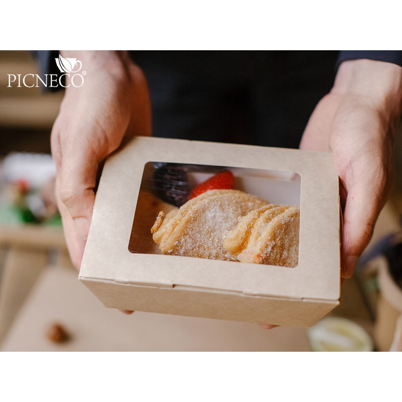 товар Контейнер бумажный, совмещенная крышка с окном, 600мл, 150*115*50 мм, крафт BK006