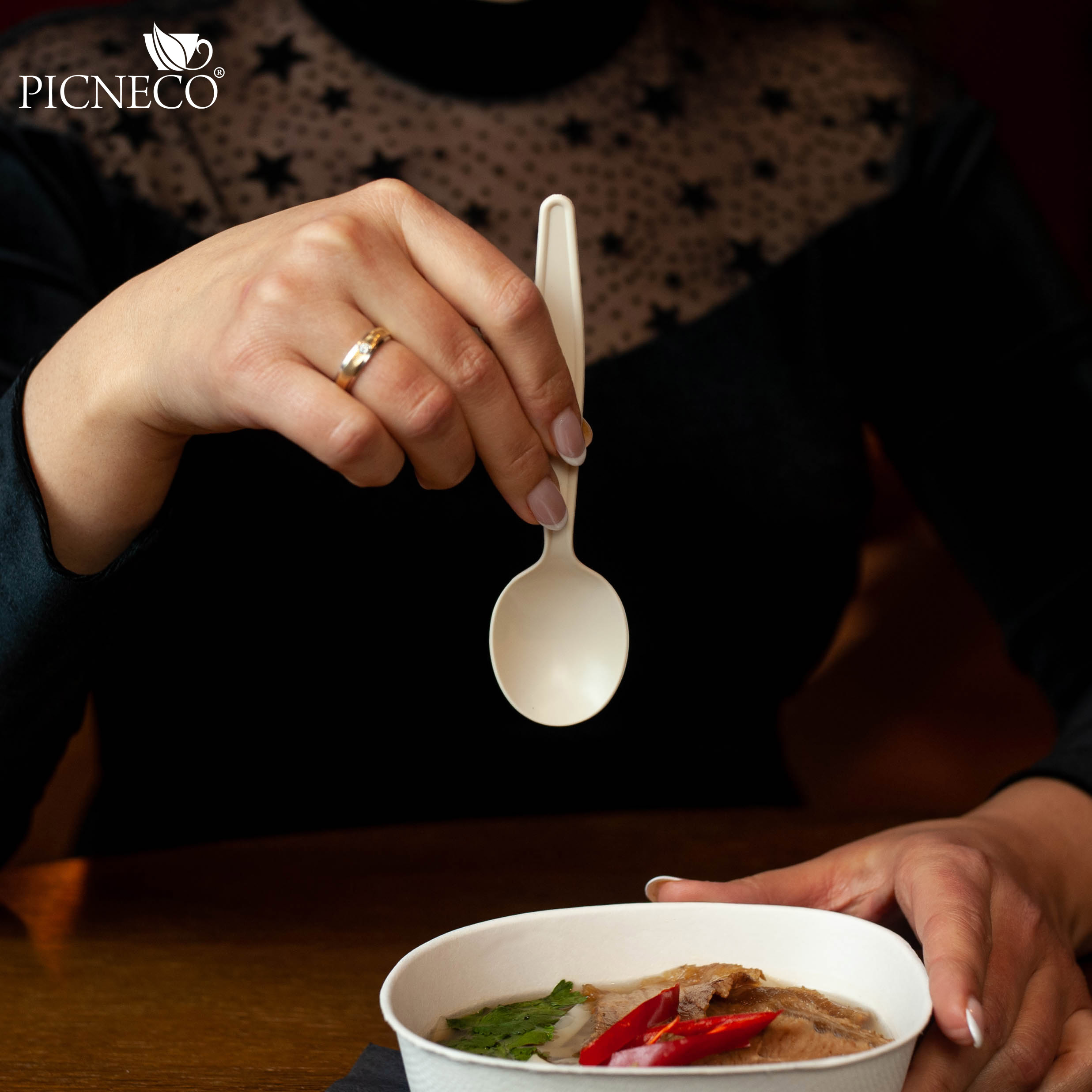 товар Одноразовая ложка, 150 мм, кремовая SP001