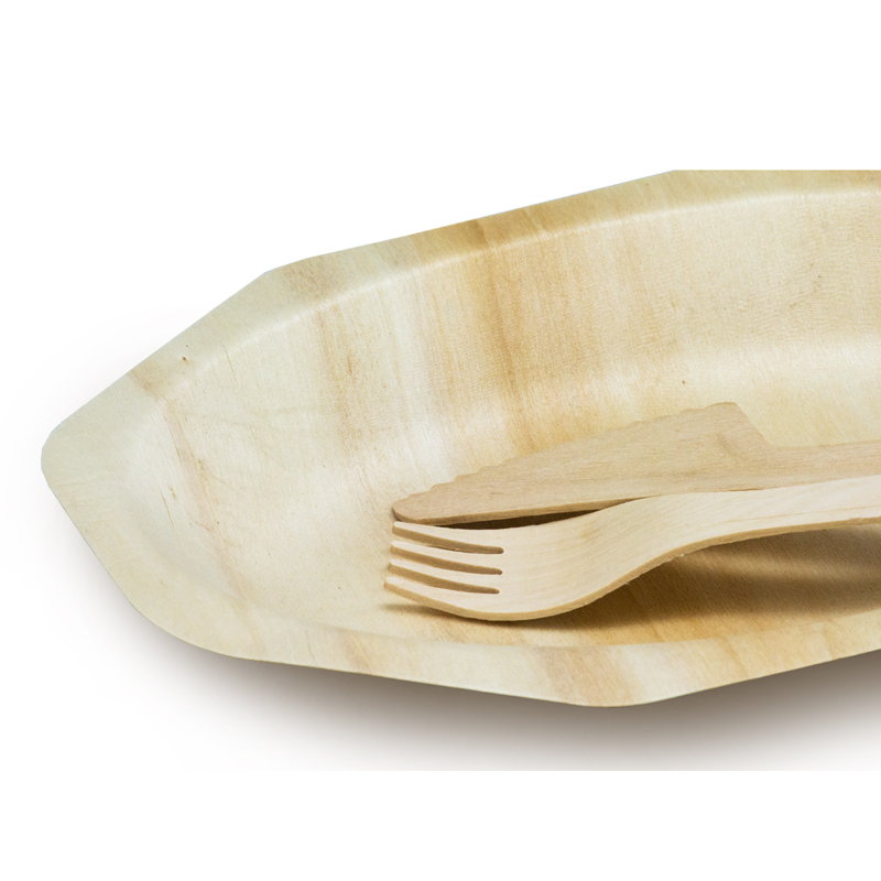 Одноразовая деревянная тарелка овальная 195*125 мм