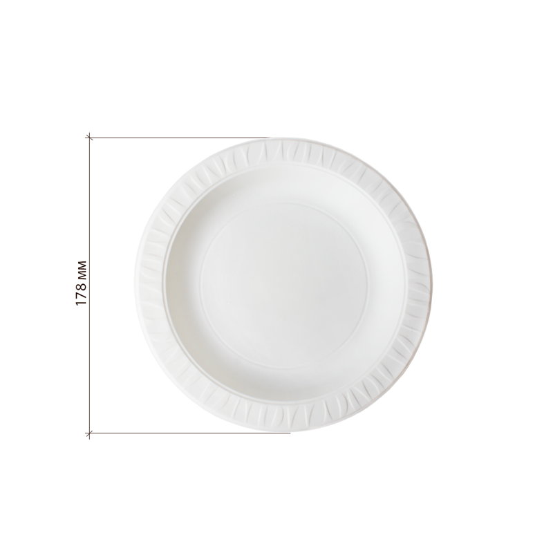 товар Одноразовая тарелка, белая, 178 мм TL027