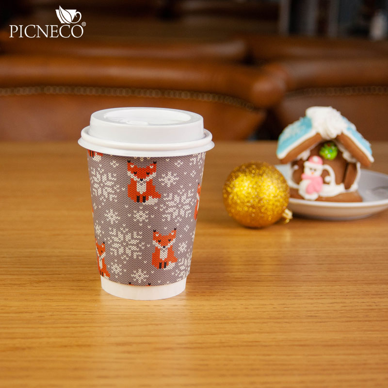 товар Бумажный новогодний стакан с рисунком "Лисичка" 350 мл, двухслойный STD325L