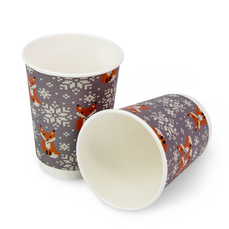 товар Бумажный новогодний стакан с рисунком "Лисичка" 350 мл, двухслойный STD325L