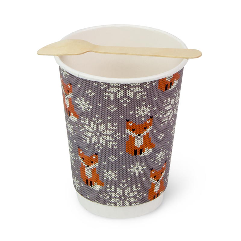 товар Бумажный новогодний стакан с рисунком "Лисичка" 350 мл, двухслойный STD325L