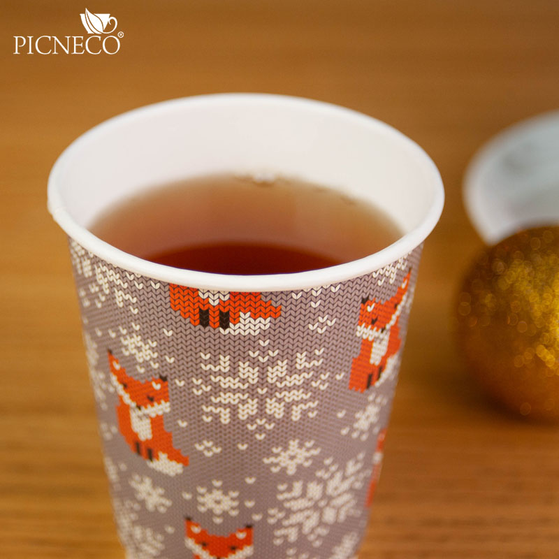 товар Бумажный новогодний стакан с рисунком "Лисичка" 350 мл, двухслойный STD325L