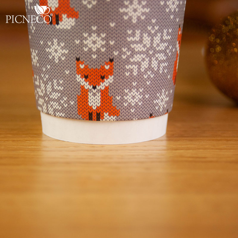 товар Бумажный новогодний стакан с рисунком "Лисичка" 350 мл, двухслойный STD325L