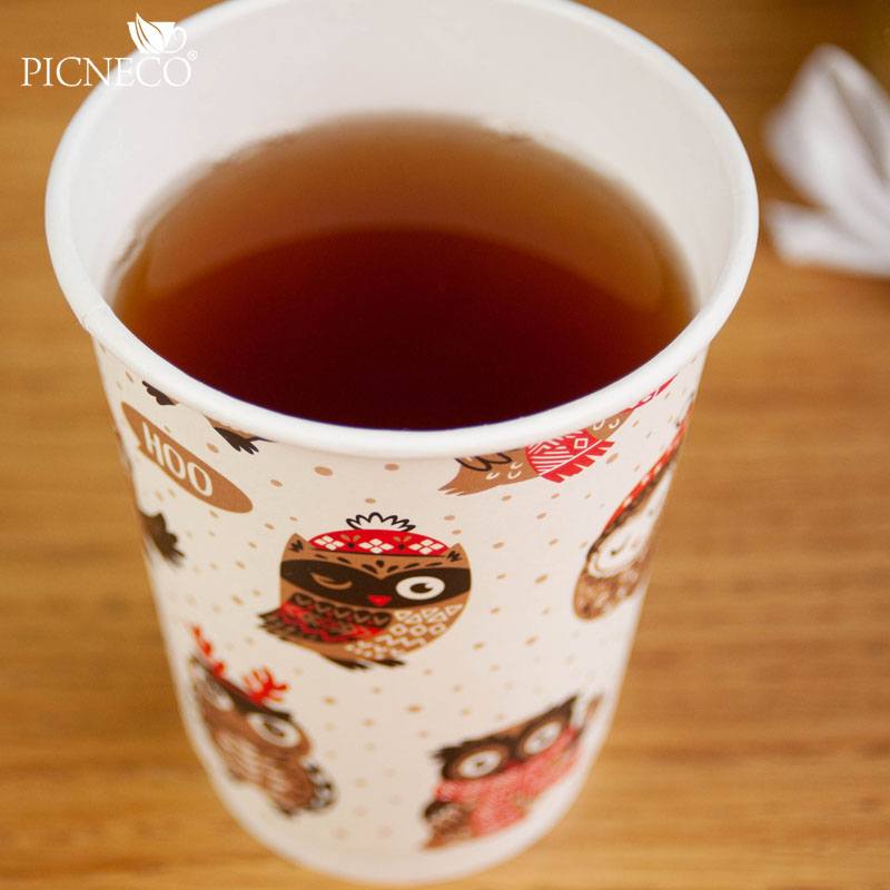 товар Бумажный новогодний стакан с рисунком "Совушка" 350 мл, двухслойный STD325S