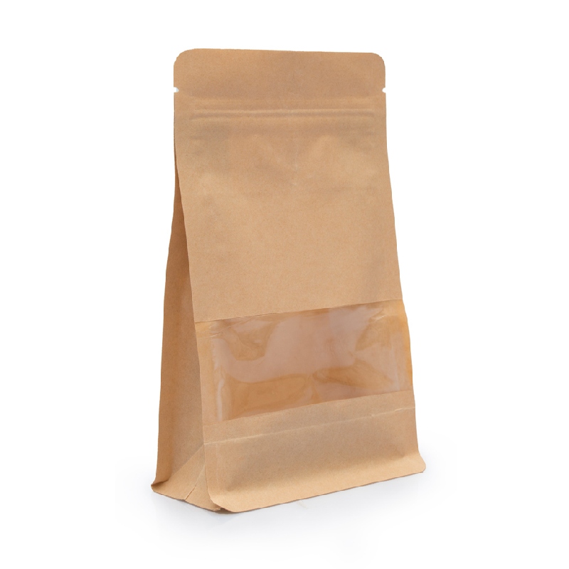 товар Пакет восьмишовный с окном 40 мм, 120*210 мм [70], крафт бумажный, зип-лок замок ZIP1343