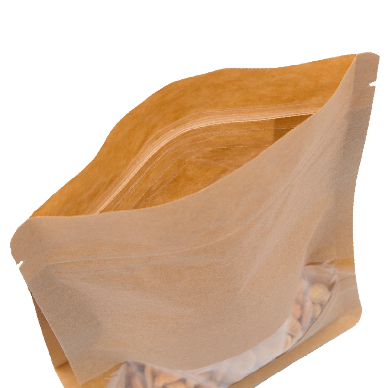 товар Пакет восьмишовный с окном 40 мм, 120*210 мм [70], крафт бумажный, зип-лок замок ZIP1343