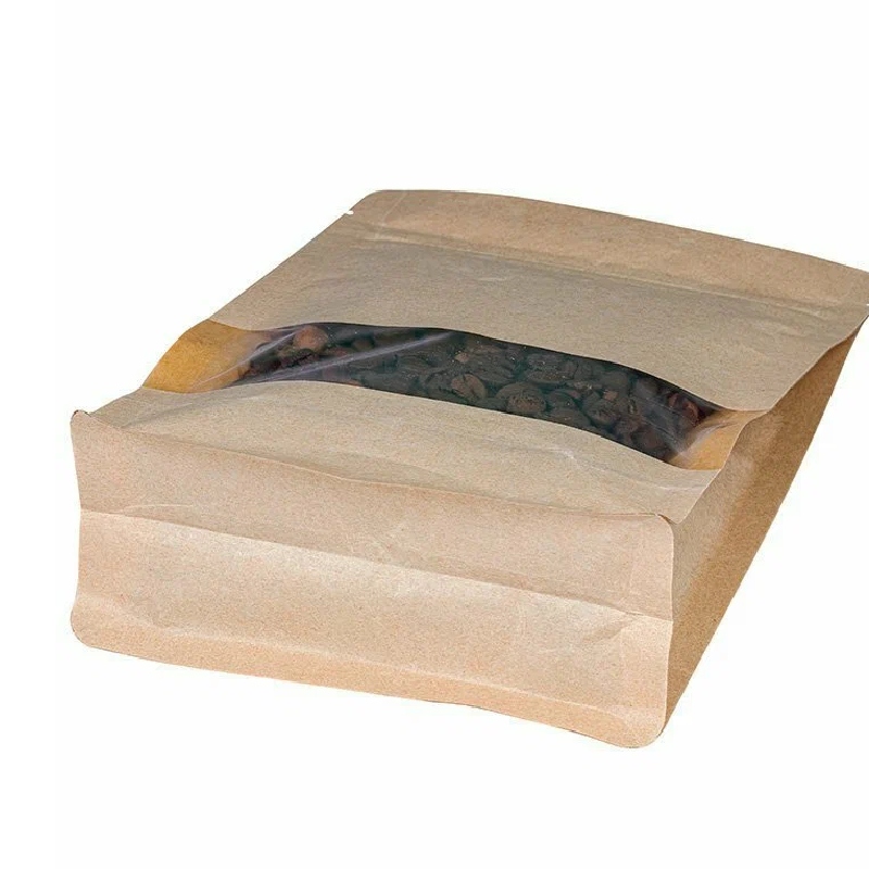 товар Пакет восьмишовный с окном 40 мм, 120*210 мм [70], крафт бумажный, зип-лок замок ZIP1343