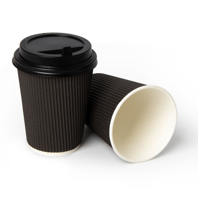 товар Бумажный гофрированный стакан, черный, 350 мл (макс. 400 мл) STG035C