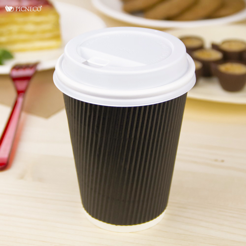 товар Бумажный гофрированный стакан, черный, 350 мл (макс. 400 мл) STG035C