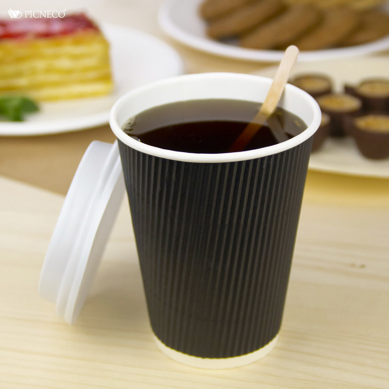 товар Бумажный гофрированный стакан, черный, 350 мл (макс. 400 мл) STG035C